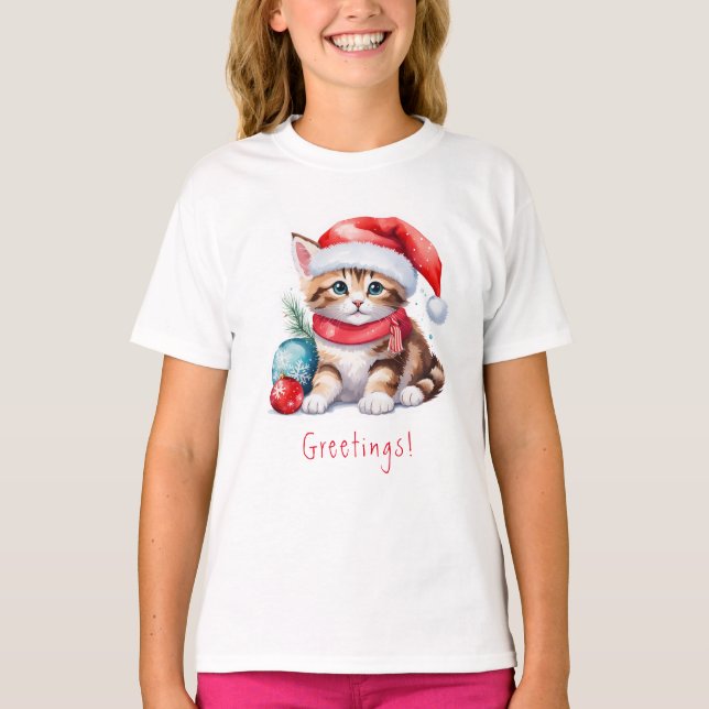 Weihnachtsgrüße Kitten Weihnachten T-Shirt (Vorderseite)