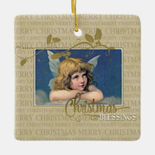 Weihnachtsgrüße Kleiner Engel Keramikornament