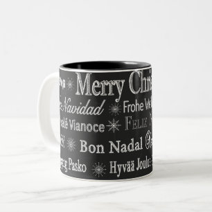Weihnachtsgrüße Mehrsprachige Tafel Zweifarbige Tasse