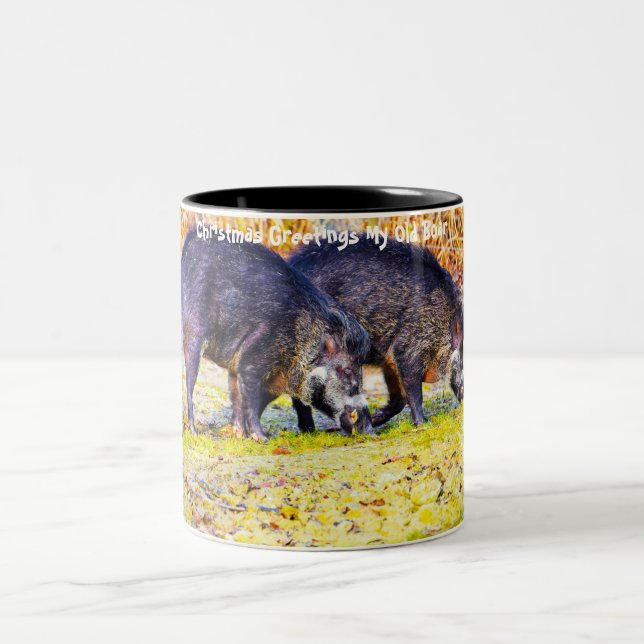 Weihnachtsgrüße Mein alter Bohne Zweifarbige Tasse (Mittel)