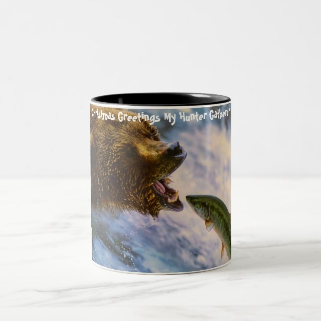 Weihnachtsgrüße Mein Jäger Gatherer Zweifarbige Tasse (Mittel)