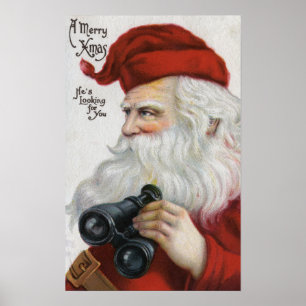 Weihnachtsgrüße mit Binokularen Poster