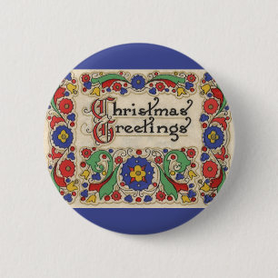 Weihnachtsgrüße mit dekorativen Grenzen Button