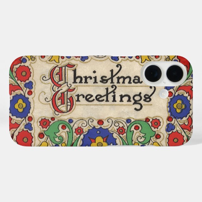 Weihnachtsgrüße mit dekorativen Grenzen Case-Mate iPhone Hülle (Rückseite (Horizontal))