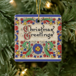 Weihnachtsgrüße mit dekorativen Grenzen Keramikornament