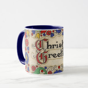 Weihnachtsgrüße mit dekorativen Grenzen Tasse