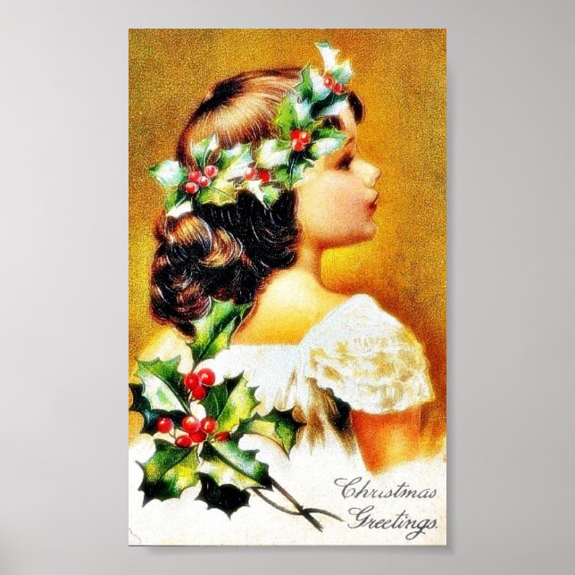 Weihnachtsgrüße mit einem Mädchen Poster (Vorne)