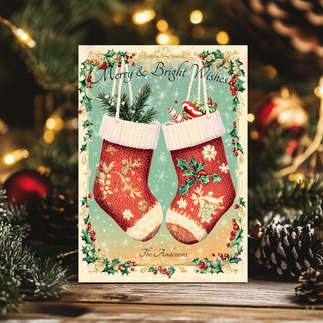 Weihnachtsgrüße mit festlichen Strümpfen Einladung (Von Creator hochgeladen)