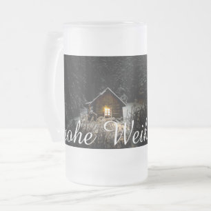 Weihnachtsgrüße mit Hexenhaus Mattglas Bierglas
