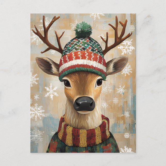 Weihnachtsgrüße mit Hirsch Postkarte (Vorderseite)