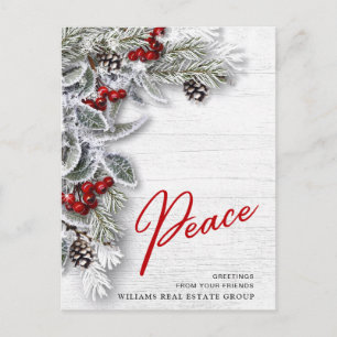 Weihnachtsgrüße mit Kiefernzapfen für Unternehmen Postkarte