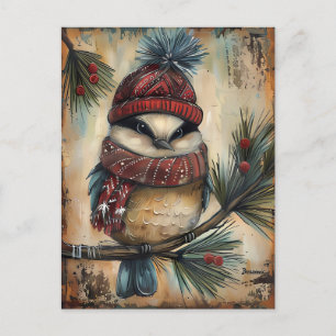 Weihnachtsgrüße mit niedlichem Vogel Postkarte