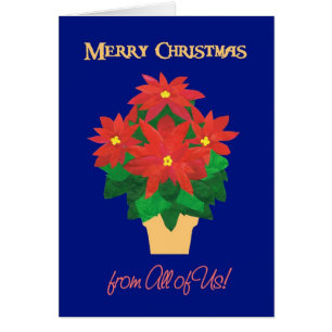 Weihnachtsgrüße mit Poinsettien auf Blau von uns a