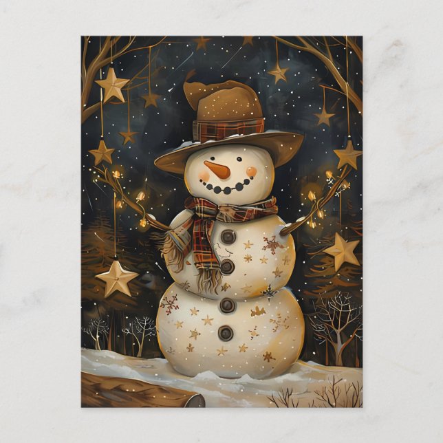 Weihnachtsgrüße mit Snowman Postkarte (Vorderseite)