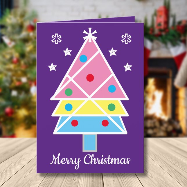 Weihnachtsgrüße Moderne und Künstlerische Niedlich Feiertagskarte (Personalize this simple, cute purple Christmas card. Make it your own.)