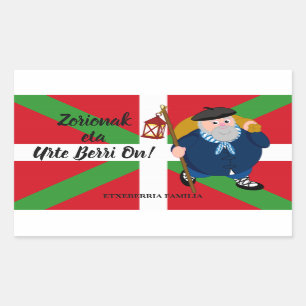 Weihnachtsgrüße, Olentzero + Ikurriña: Rechteckiger Aufkleber