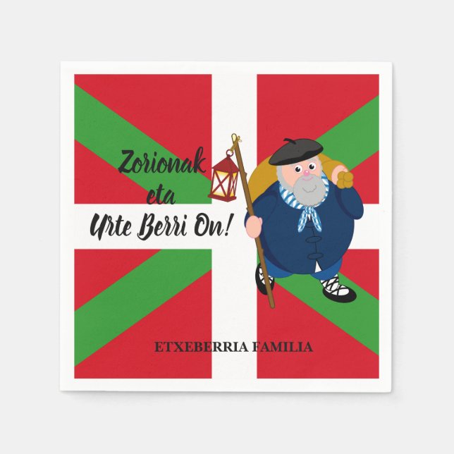 Weihnachtsgrüße, Olentzero + Ikurriña: Serviette (Vorderseite)