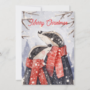 Weihnachtsgrüße Paar Dachs Illustration Feiertagskarte