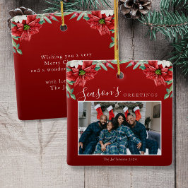 Weihnachtsgrüße Poinsettia Foto Weihnachten Keramikornament