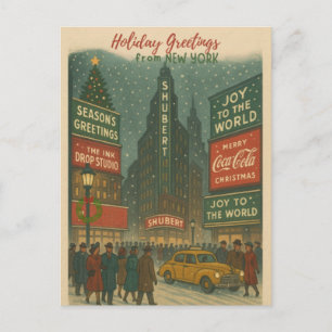 Weihnachtsgrüße Postkarte im Vintage-Stil aus New