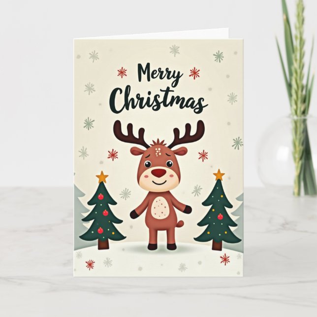 Weihnachtsgrüße Rentier Karte (Vorderseite)