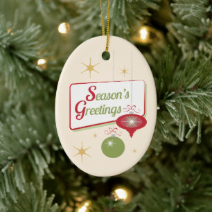 Weihnachtsgrüße Retro 1950er Weihnachten Keramik Ornament