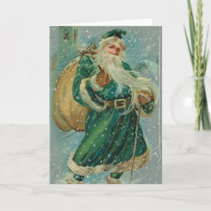 Weihnachtsgrüße-Retro Weihnachtsmann Postkarte