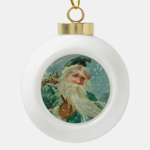 Weihnachtsgrüße-Retro Weihnachtsmann Postkarte Keramik Kugel-Ornament