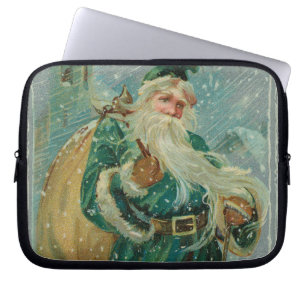Weihnachtsgrüße-Retro Weihnachtsmann Postkarte Laptopschutzhülle