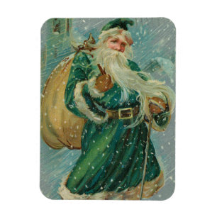 Weihnachtsgrüße-Retro Weihnachtsmann Postkarte Magnet