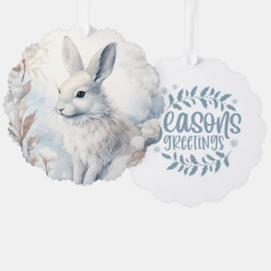 Weihnachtsgrüße Schneeschuhkaninchen Ornament Karte