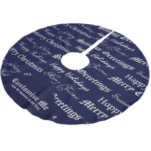 Weihnachtsgrüße (Silber) Polyester Weihnachtsbaumdecke