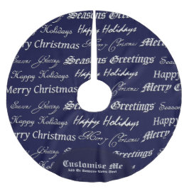 Weihnachtsgrüße (Silber) Polyester Weihnachtsbaumdecke