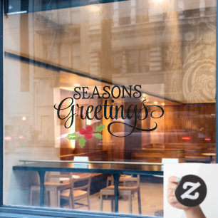 Weihnachtsgrüße Stechpalmen Geschäft Fensteraufkleber