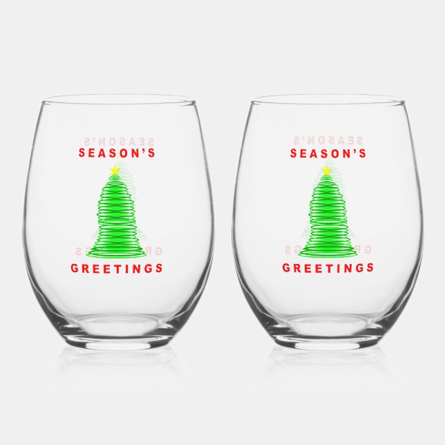 Weihnachtsgrüße Stemless-Weinglas-Set Weinglas Ohne Stiel (Vorderseite)