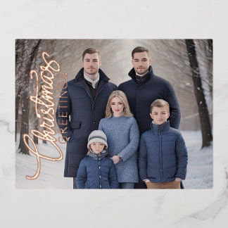 Weihnachtsgrüße und Ihr Foto Folien Feiertagspostkarte