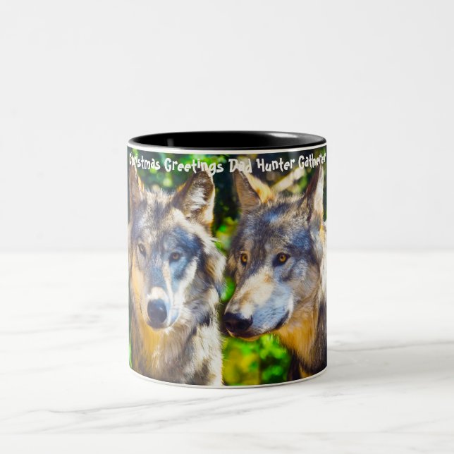 Weihnachtsgrüße Vater Hunter Gatherer Zweifarbige Tasse (Mittel)