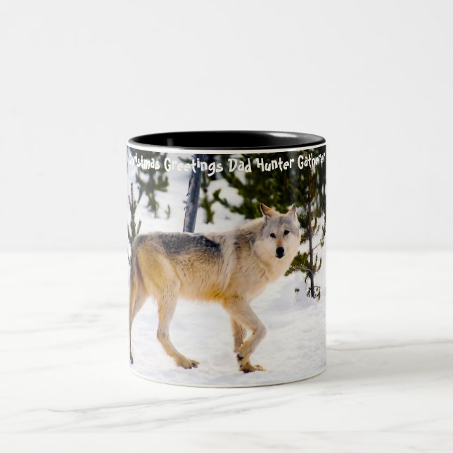 Weihnachtsgrüße Vater Hunter Gatherer Zweifarbige Tasse (Mittel)
