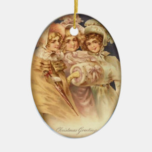 Weihnachtsgrüße Vintag Keramik Ornament