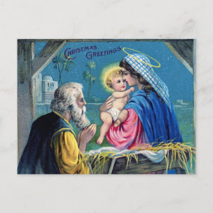 Weihnachtsgrüße Vintage Baby Jesus und Maria  Feiertagspostkarte