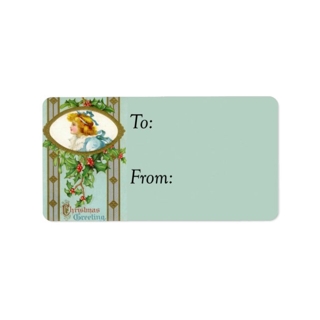 Weihnachtsgrüße Vintage Geschenktafel Adressaufkleber (Vorne)