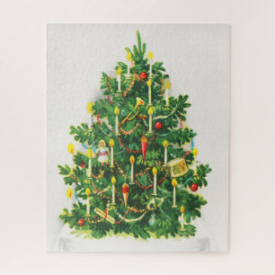 Weihnachtsgrüße, Vintage-Karte, Weihnachtsbaum Puzzle