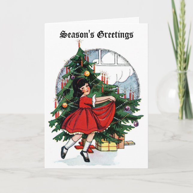 Weihnachtsgrüße Vintage-Weihnachtskarte Karte (Vorderseite)