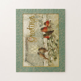 Weihnachtsgrüße Vögel Vintage Reproduktion Puzzle