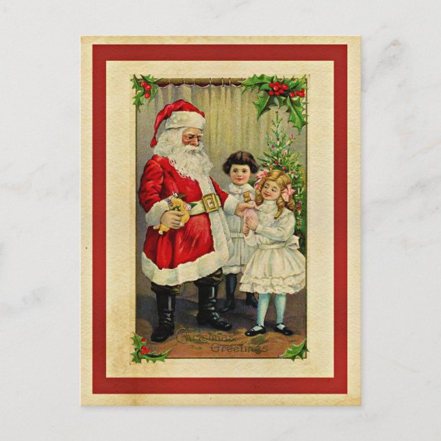 Weihnachtsgrüße vom Weihnachtsmann Postkarte (Vorderseite)