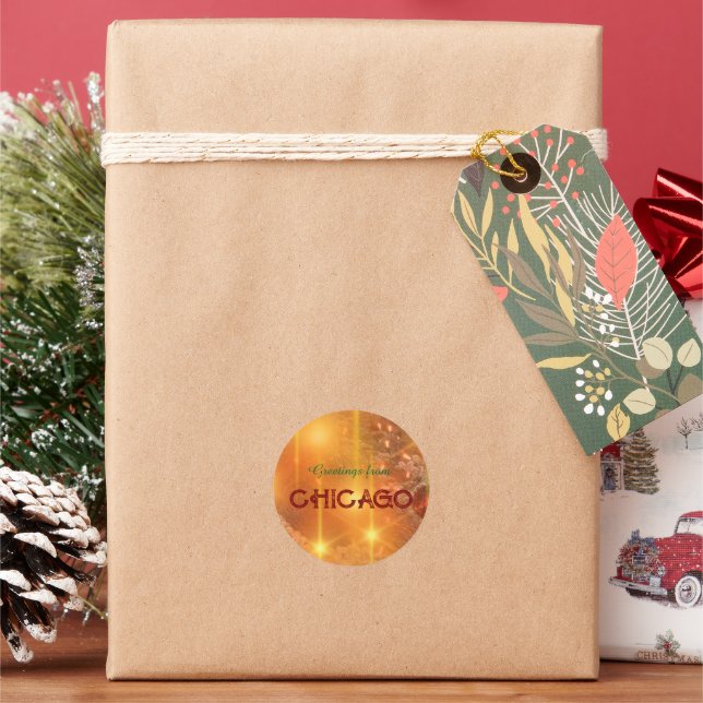 Weihnachtsgrüße von CHICAGO Runder Aufkleber (Feiertag)