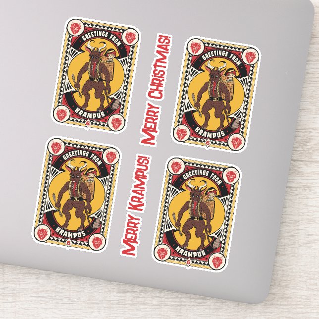 Weihnachtsgrüße von Krampus Sign Carry Toys Aufkleber (Detail)