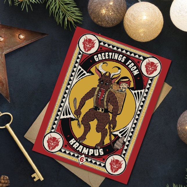 Weihnachtsgrüße von Krampus Sign Carry Toys Dankeskarte (Von Creator hochgeladen)