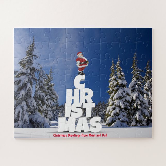 Weihnachtsgrüße von Mama und Vater Puzzle (Horizontal)