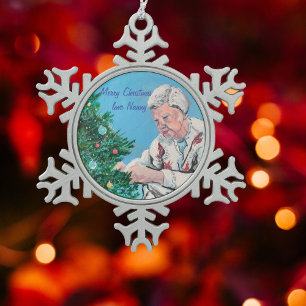 Weihnachtsgrüße von NANNY/GRAMMY Handbemalt Schneeflocken Zinn-Ornament